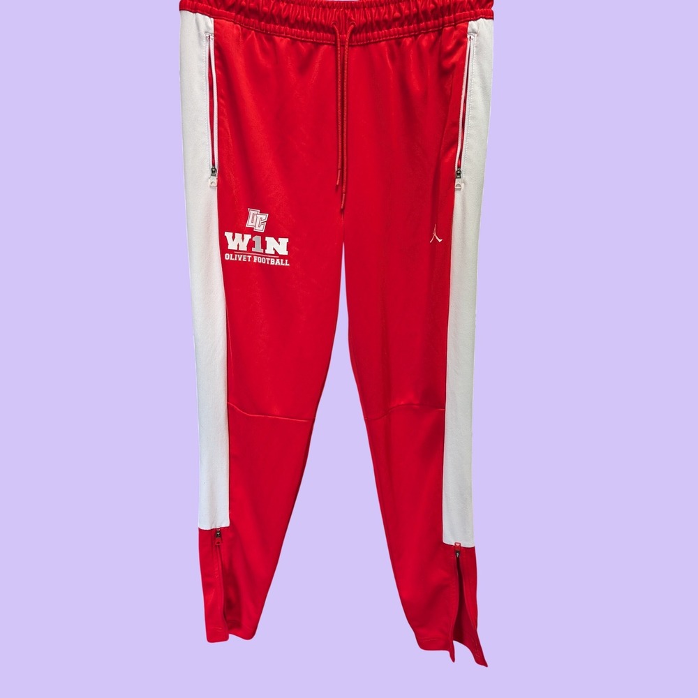 Jordan Track Pants Mens Medium Red Excellent Olivet Football Jumpman Joggers